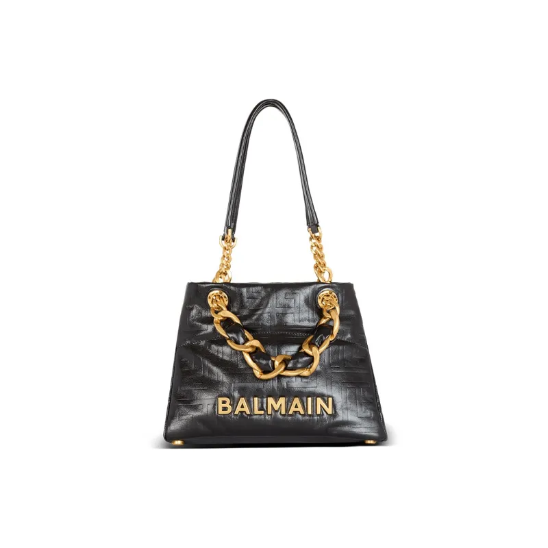 BALMAIN Crackled Small 1945 Soft Tote Bag-1