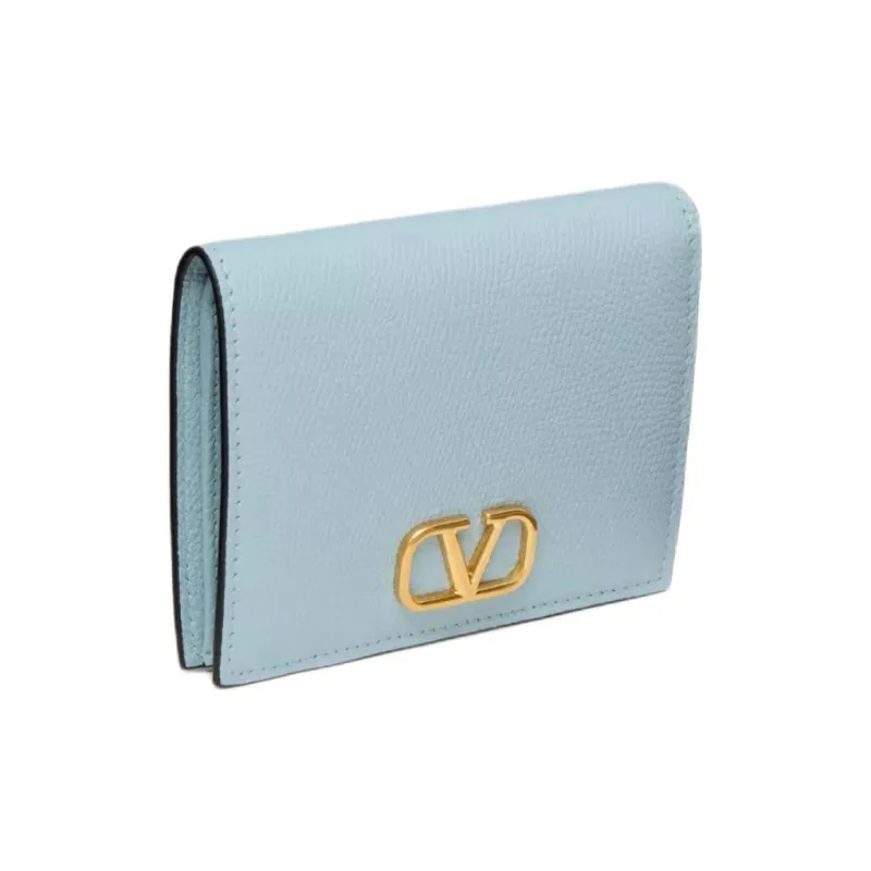 Valentino Grained Calfskin Wallet Small Size Women's Blue-1