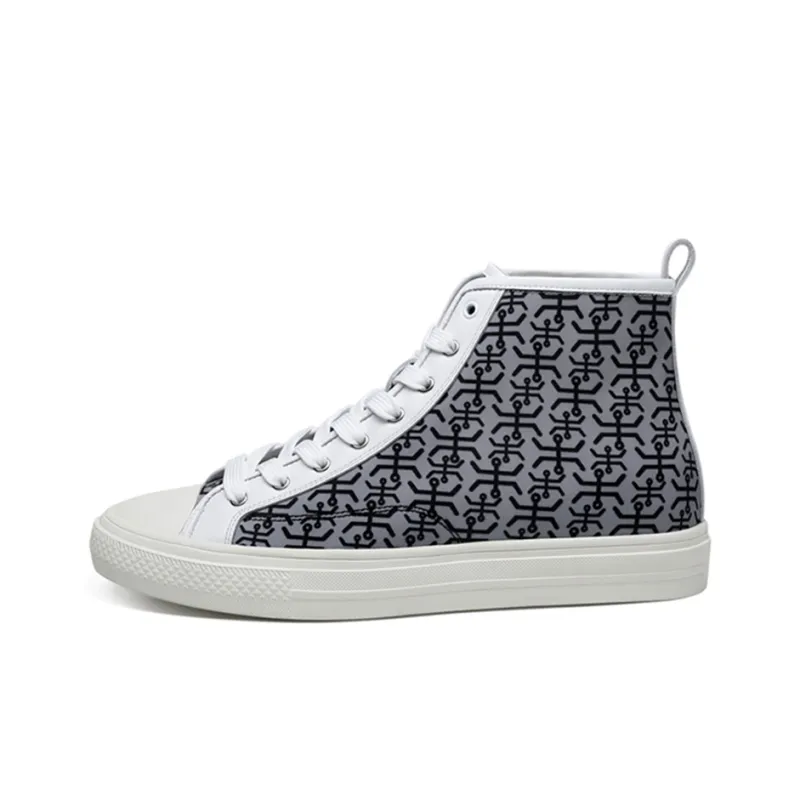 He Jinchang Lightweight Balance High Top Canvas Shoes Men's Gray-0