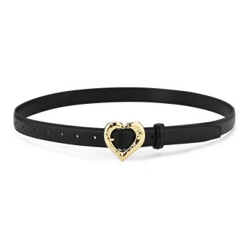 Lanza Commute Pin Buckle Elastic Waistband Leather Belts Women's Black Width 2.5CM
