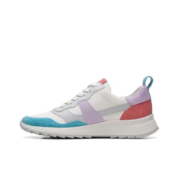 Clarks Anti Slip Wear Resistant Low Top Casual Shoes Women's White Purple