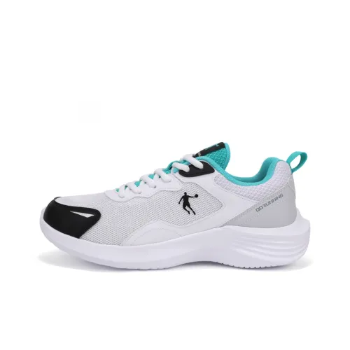 QIAODAN Cushioned Anti Slip Wear Resistant Breathable Lightweight mini running Shoes Men's White Blue Green
