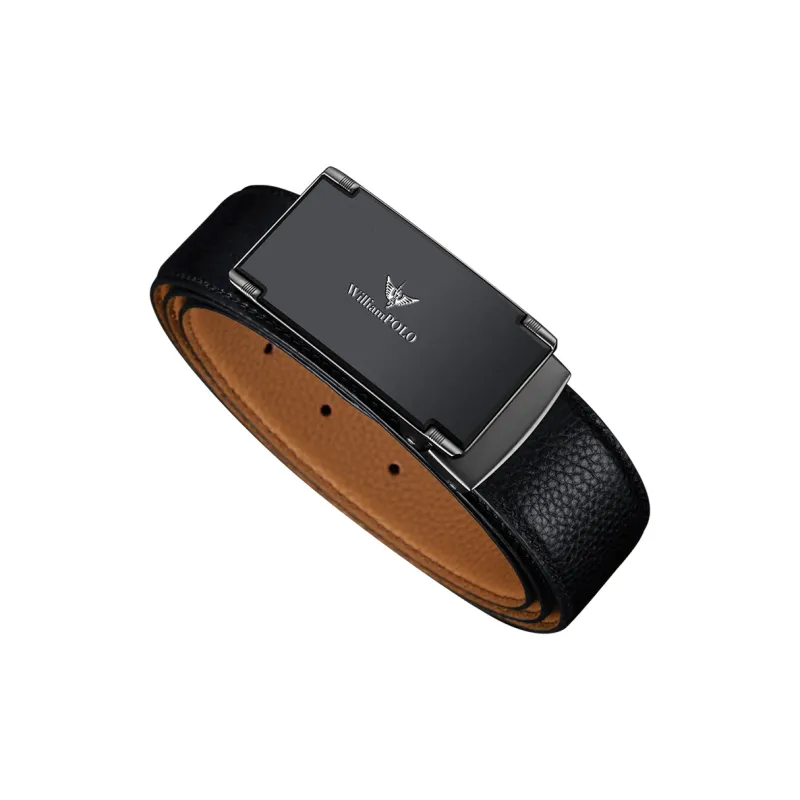 WilliamPOLO Cow Leather Leather Belts Men's Gunmetal 3.8cm Width-2