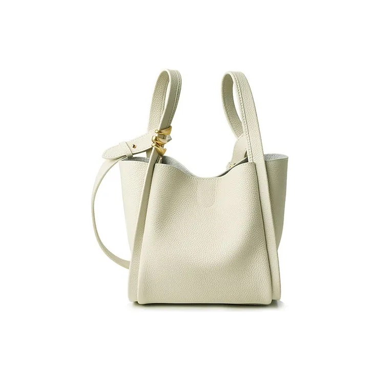 H YXIANG Cow Leather Shoulder Bag, Crossbody Bag, Handbag Women's Yellow/Milk Tea White/Milkshake White-6