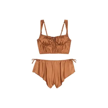 Victoria's Secret Satin Corset Top & Shorts Set / Caramel Pajama Set Women's Caramel