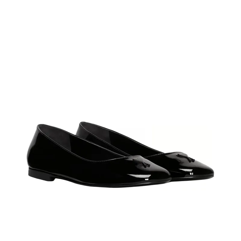 AMI Paris Logo-embossed Leather Ballerina Shoes-2