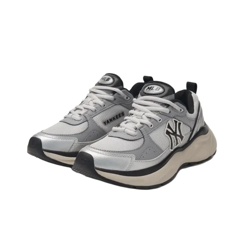 MLB Chunky Runner Fastball Wear Resistant Low Top Casual Running Shoes Unisex White Gray Silver-2
