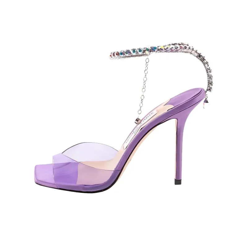 Jimmy Choo Saeda One-Strap Sandals 10cm Women's Purple-0