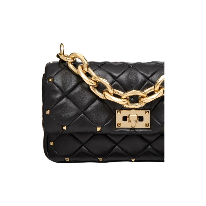 Valentino ROCKSTUD SPIKE Sheepskin Shoulder Bag Crossbody Bag Women's Black-5