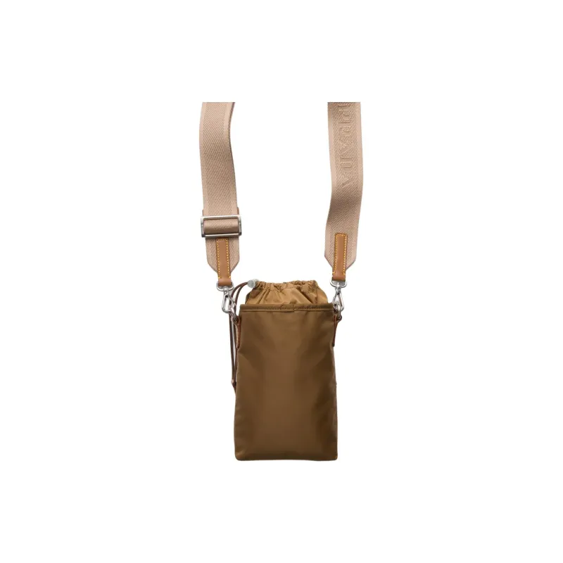 PRADA Recycled Nylon One Shoulder Crossbody Cell Phone Pouch Men's Cork Beige-1