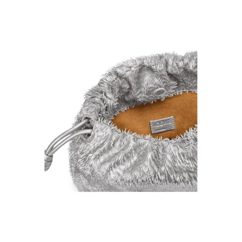 LOEWE Flamenco Calfskin Portable One Shoulder Clutch Women's Silver-7