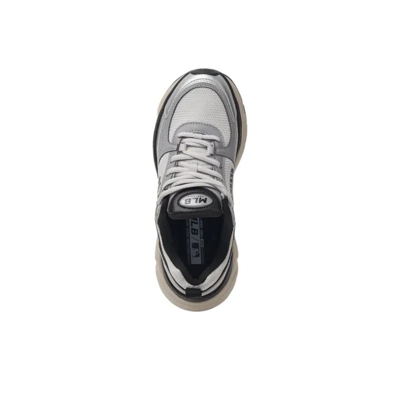 MLB Chunky Runner Fastball Wear Resistant Low Top Casual Running Shoes Unisex White Gray Silver-3