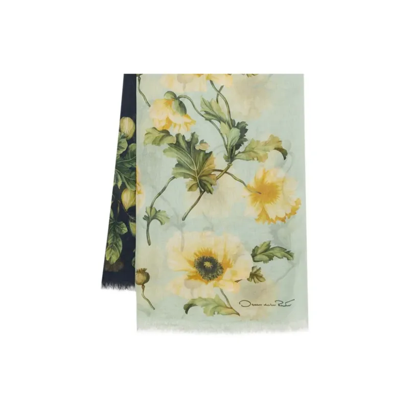 Oscar De La Renta Floral-print Cashmere Scarf-1