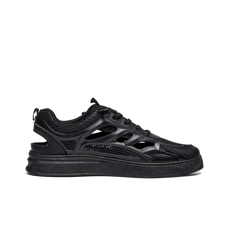 Warrior Comfortable Sandals Lightweight And Breathable Low Top Skateboard Shoes Men's Black-1