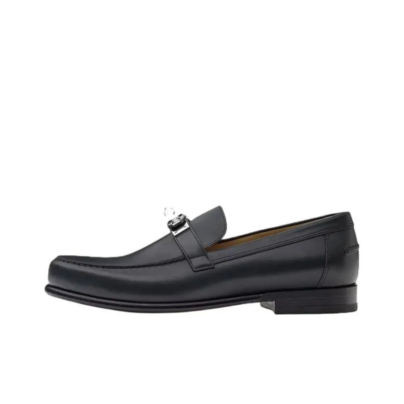 HERMES Destin Mokasin Shoes Men's Dark Blue-0