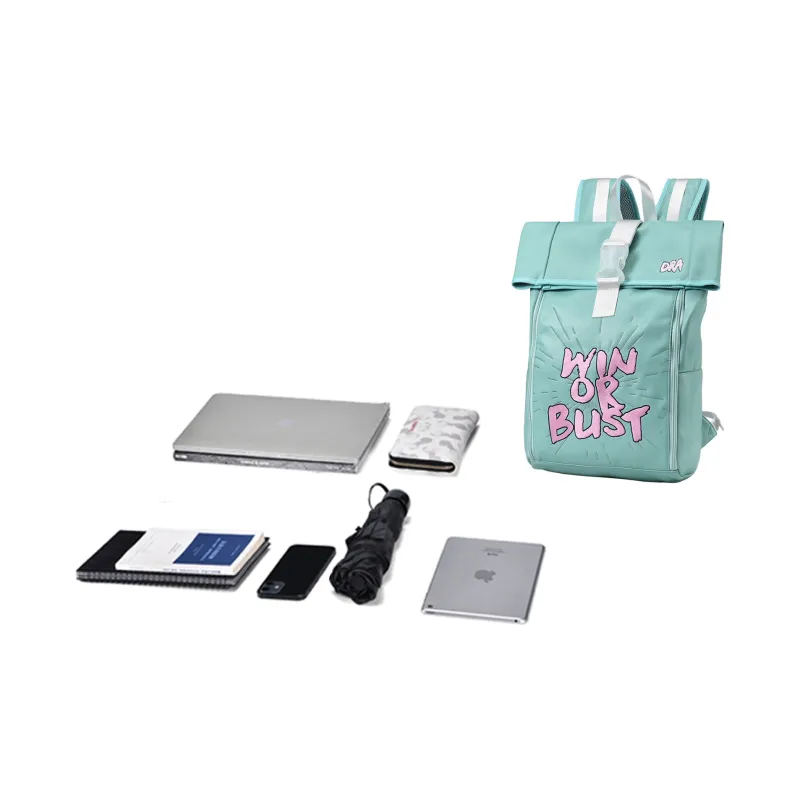 DRACONITE PU University Student Backpack Unisex Pink Green-4