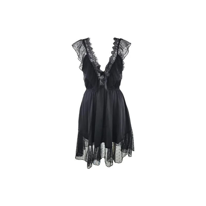 Flowers In Water Nightgown Women's Black-0