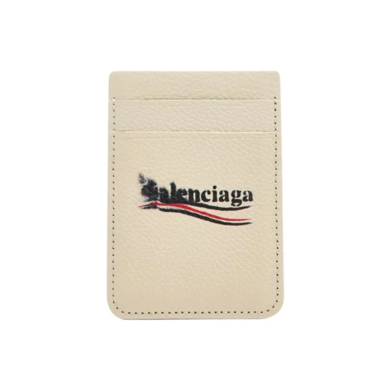 Balenciaga Cash Grained Cow Leather Card Holder Men's Light Beige-2