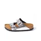 Double Stripe Cracked Silver Slippers