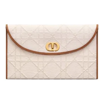 DIOR 30 Montaigne Woven Cotton Clutch Women's Beige
