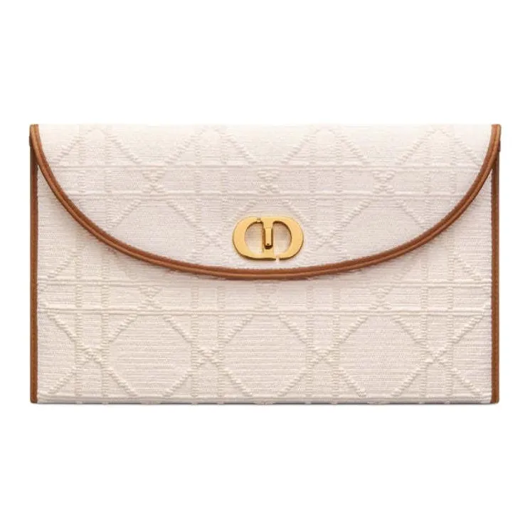 DIOR 30 Montaigne Woven Cotton Clutch Women's Beige-0