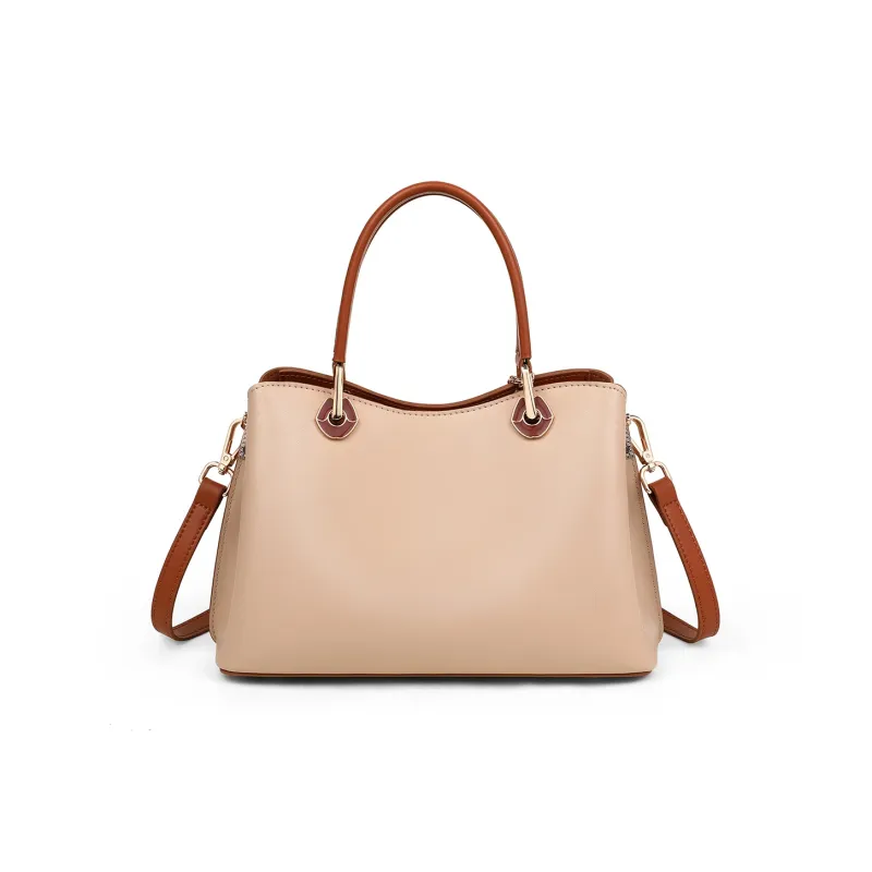 PT'SON Cow Leather With Synthetic Leather Handbag, Shoulder Bag, Crossbody Bag Regular Women's Milk Tea-3