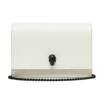 Alexander McQueen Skull Smooth Calf Leather Shoulder Bag, Crossbody Bag Small Size Women's Ivory