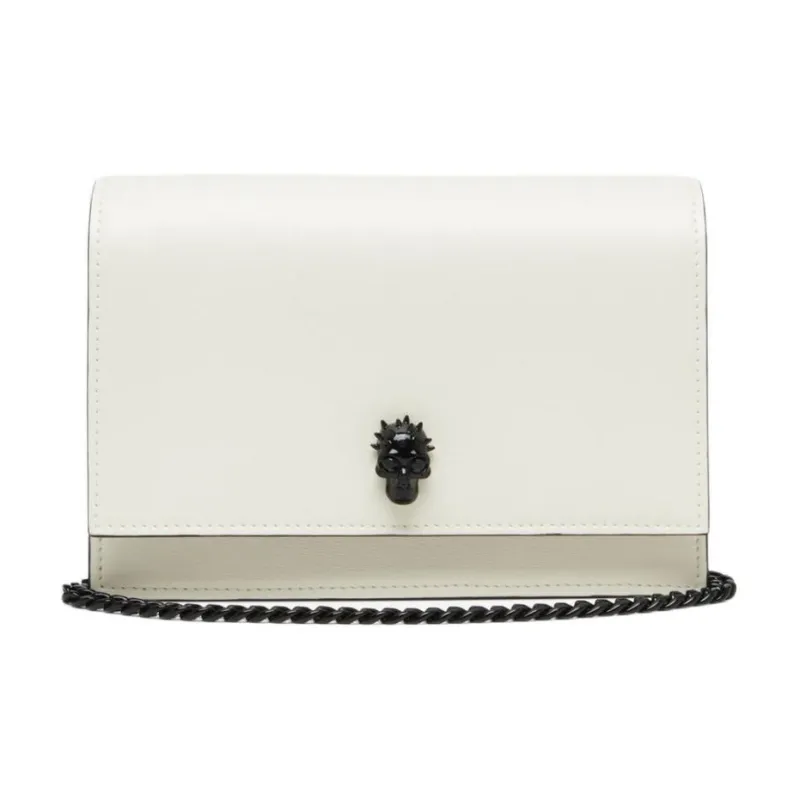 Alexander McQueen Skull Smooth Calf Leather Shoulder Bag, Crossbody Bag Small Size Women's Ivory-0