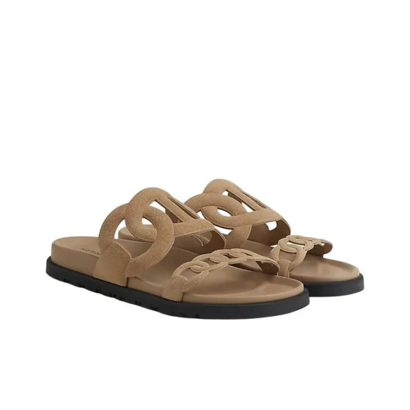 HERMES Extra Slide Slippers Women's Umber-2