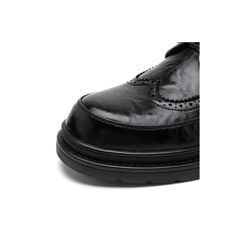 Beidouniao Men's Casual Shoes Men Low Top Black/Dark Brown-6