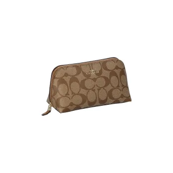 COACH Cosmetic Canvas Clutch Makeup Bag Women's Umber
