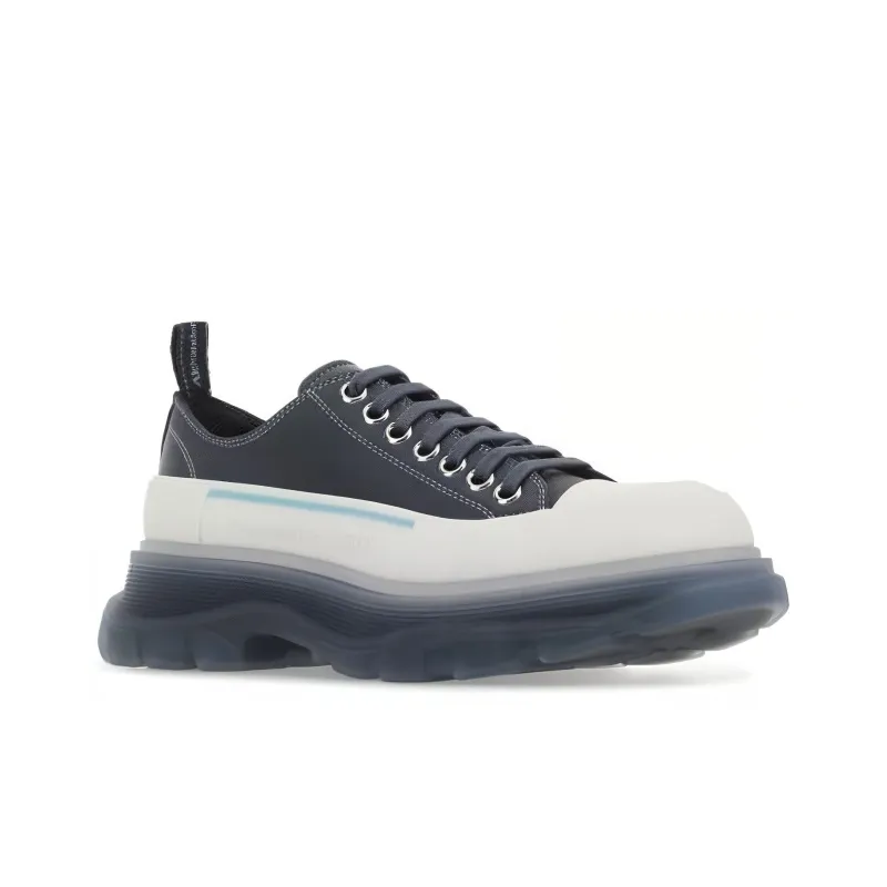 Alexander McQueen Tread Slick Low Lace Up Navy White Women's-2