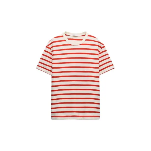 ZARA T-Shirts Women's Red Stripes