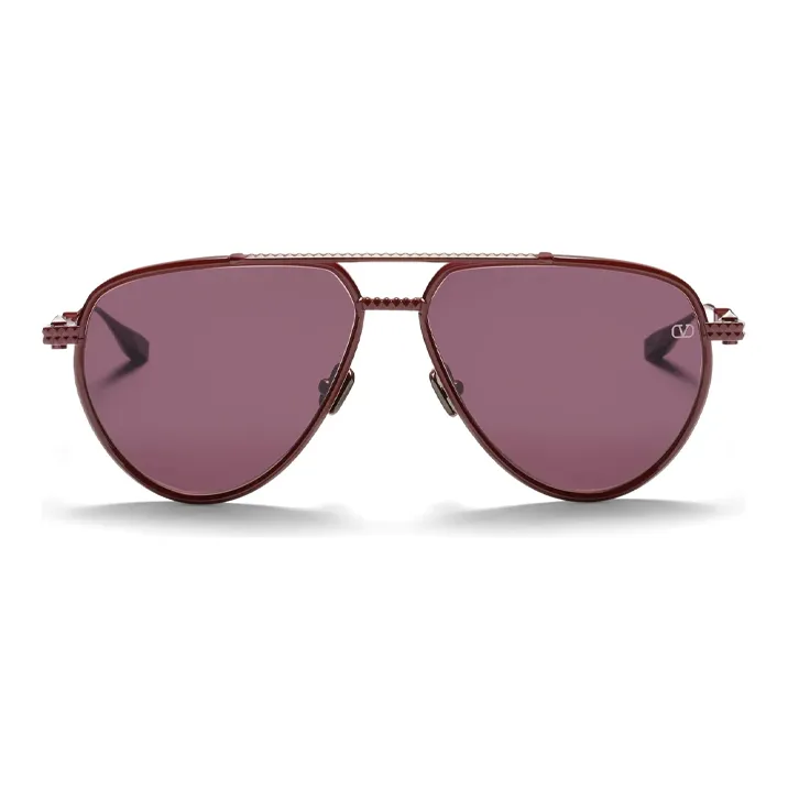 Valentino Titanium Aviator Sunglasses Women's Red-1