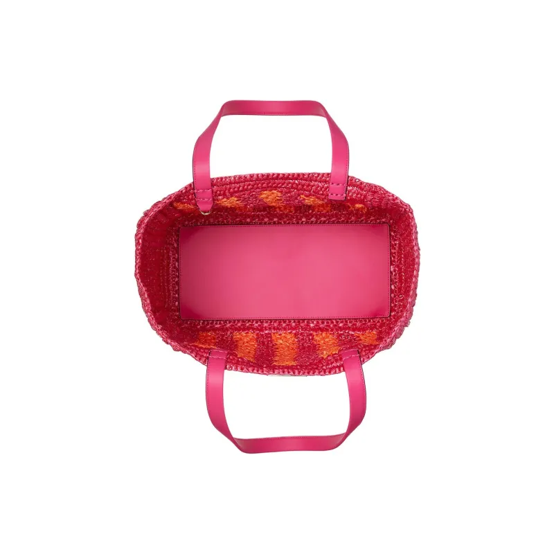 Kate Spade Raffia Tote Bag Shopping Bag Shoulder Bag Handbag Large Size Women's Pink Multicolor-3