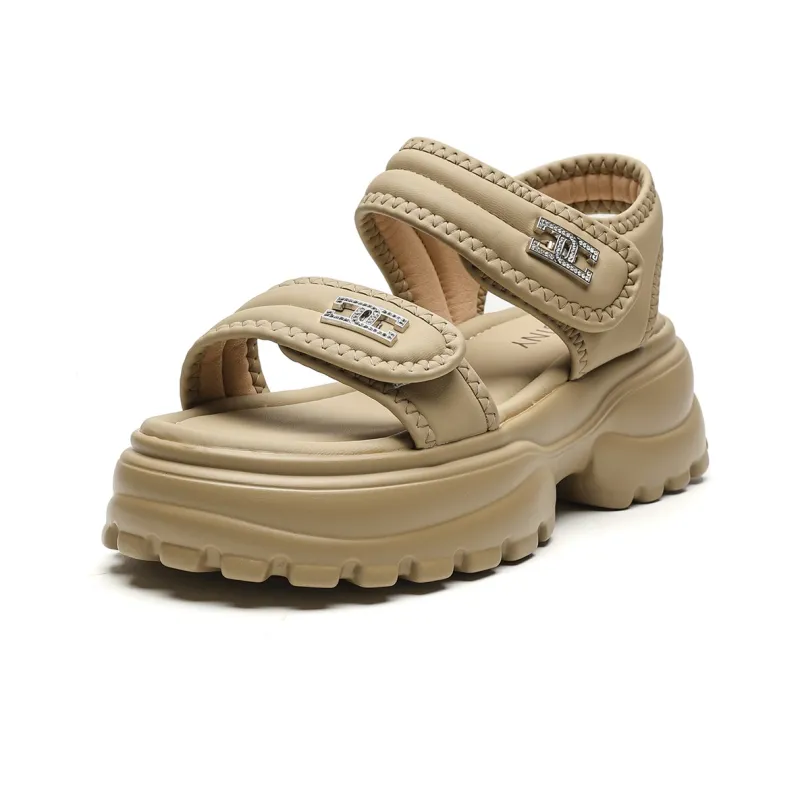 JOSINY Beach Sandals Women's Ecru/Khaki-4