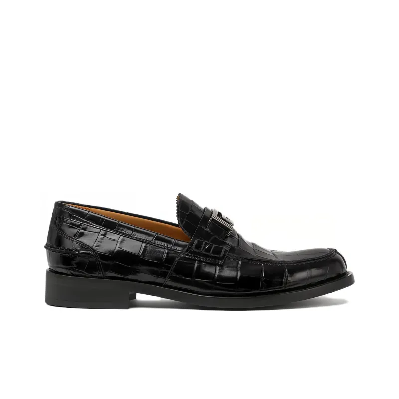 VERSACE Greca Crocodile-effect Loafers-1