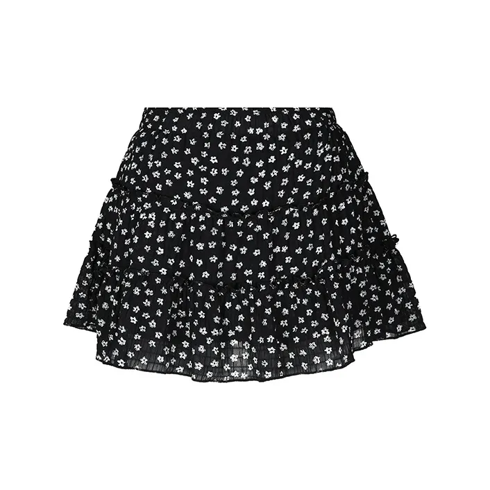 Wen Shan Casual Short Skirts Women's Black Floral-1