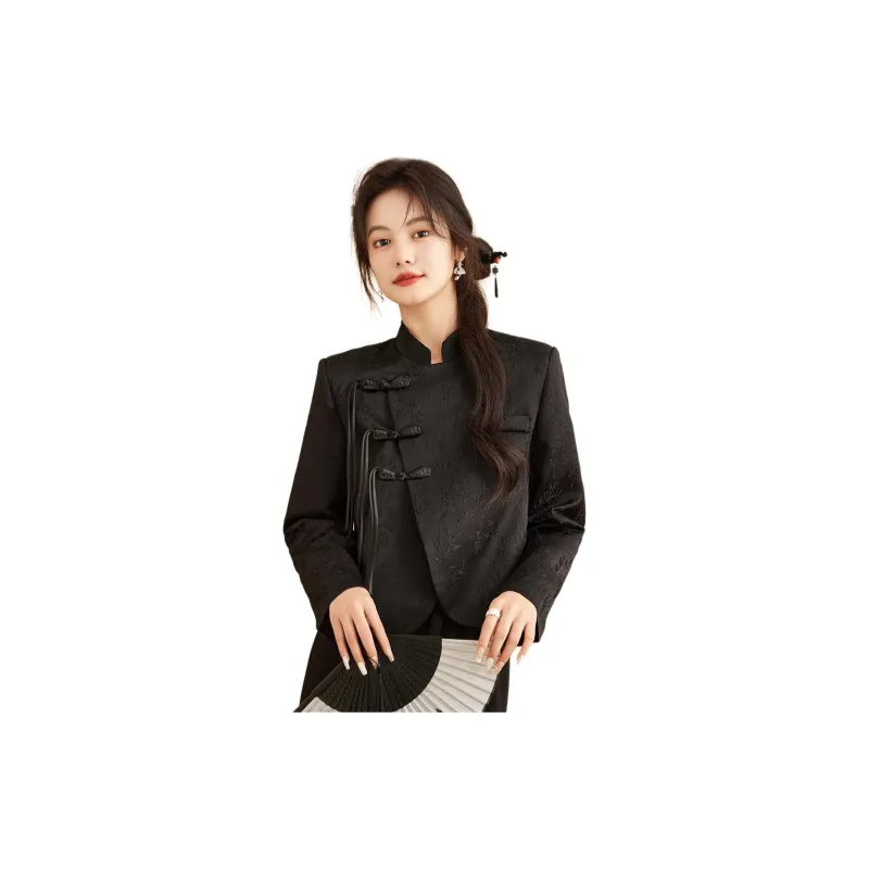 CARBAMMI Cropped Coats Women's Black-1