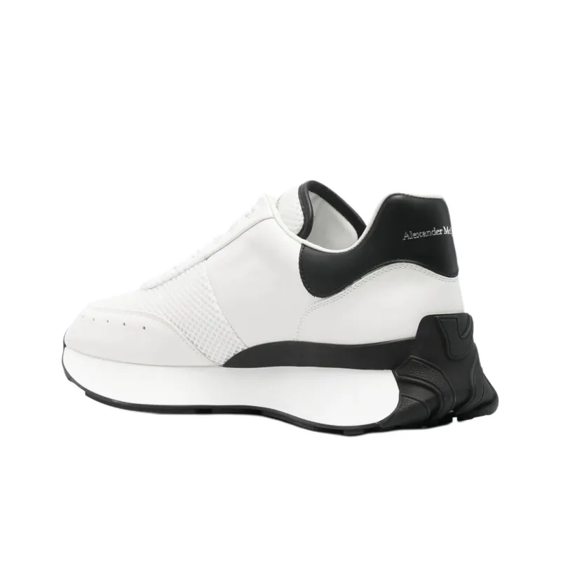 Alexander McQueen Logo Printed Mesh Lace Up Sneakers-3