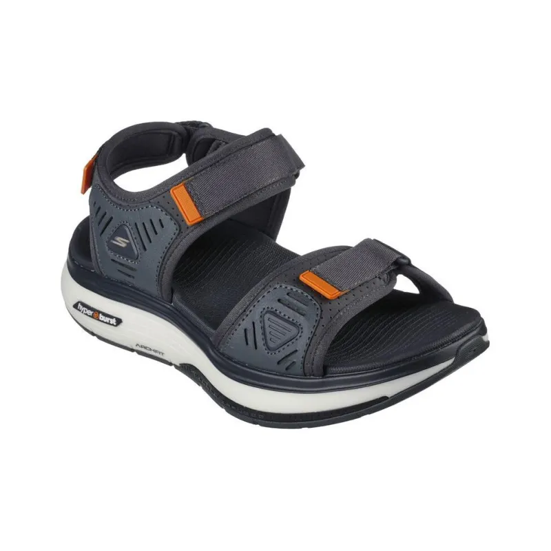Skechers Go Walk Workout Walker Slide Slippers With Strap Medium Heel Men's Blue-2