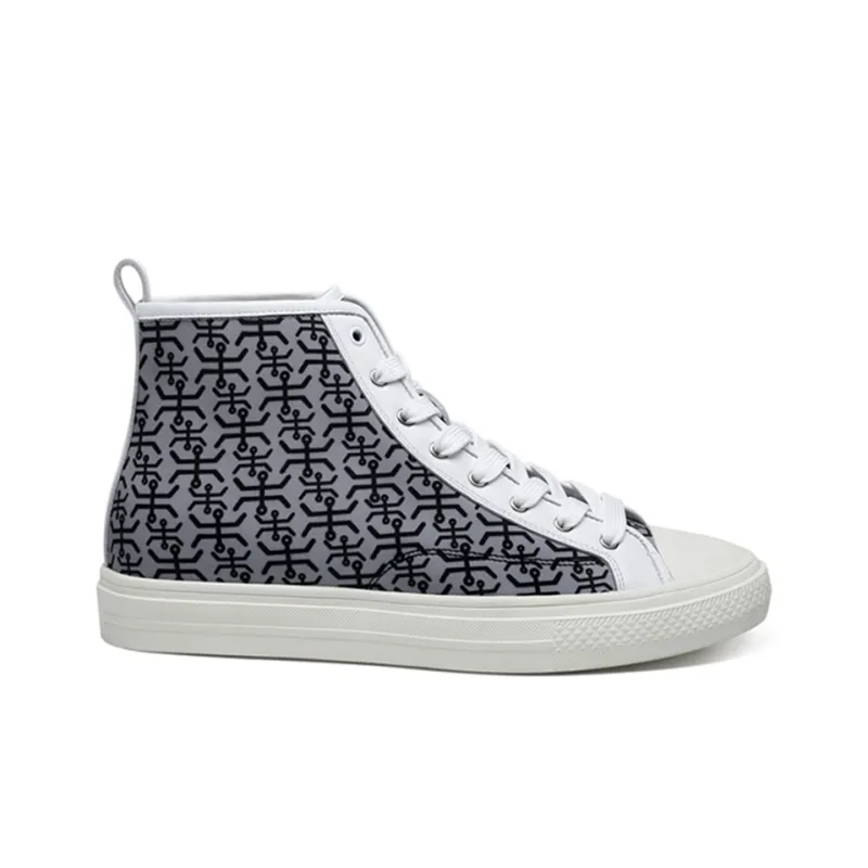 He Jinchang Lightweight Balance High Top Canvas Shoes Men's Gray-1