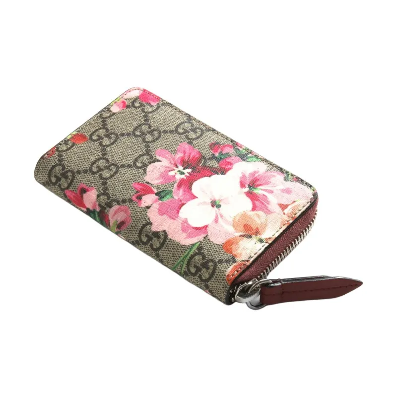 GUCCI Geranium Print Canvas With Leather Wallet Women's Ebony/Pink-4