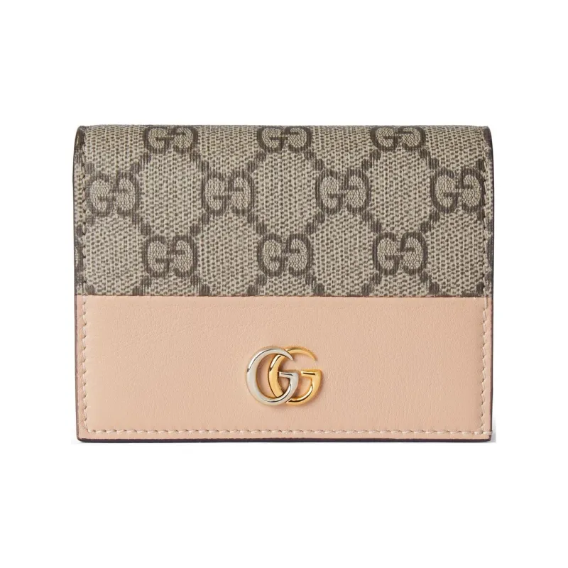 GUCCI GG Marmont Canvas With Leather Card Holder Women's Ebony-0