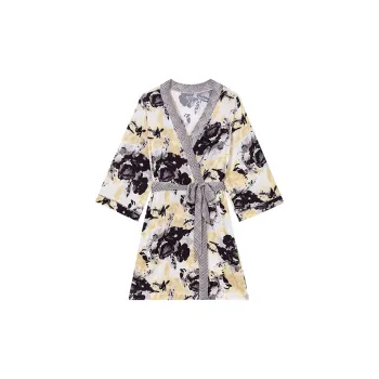 JOCKEY Pajama Robe Women's Yellow Dusty Blue