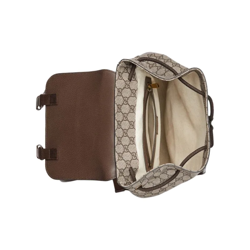 GUCCI Ophidia Canvas With Leather Binding Backpack Small Size Men's Brown-6