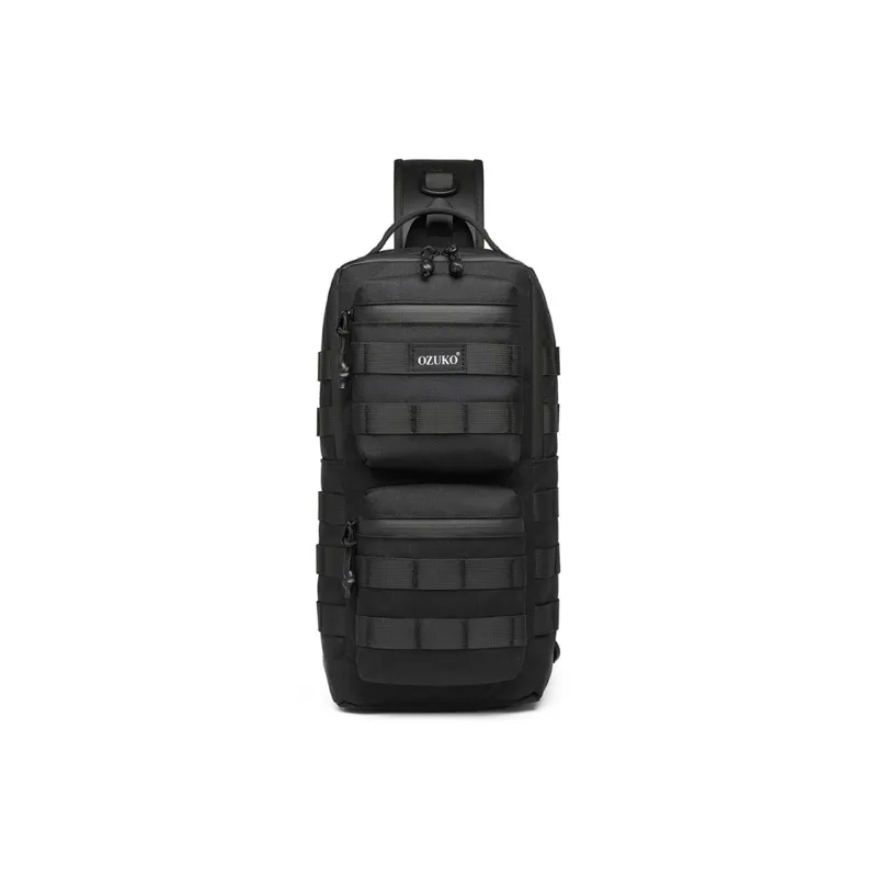 OZUKO Oxford Shoulder Bag Unisex Black/Camouflage-0