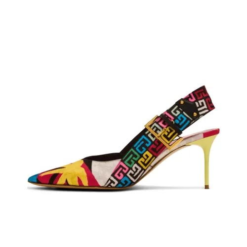 BALMAIN Ruby Monogram-print Satin Pumps