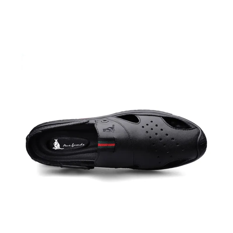 AUSFAMDS Casual Shoes Men Low Top Black-2