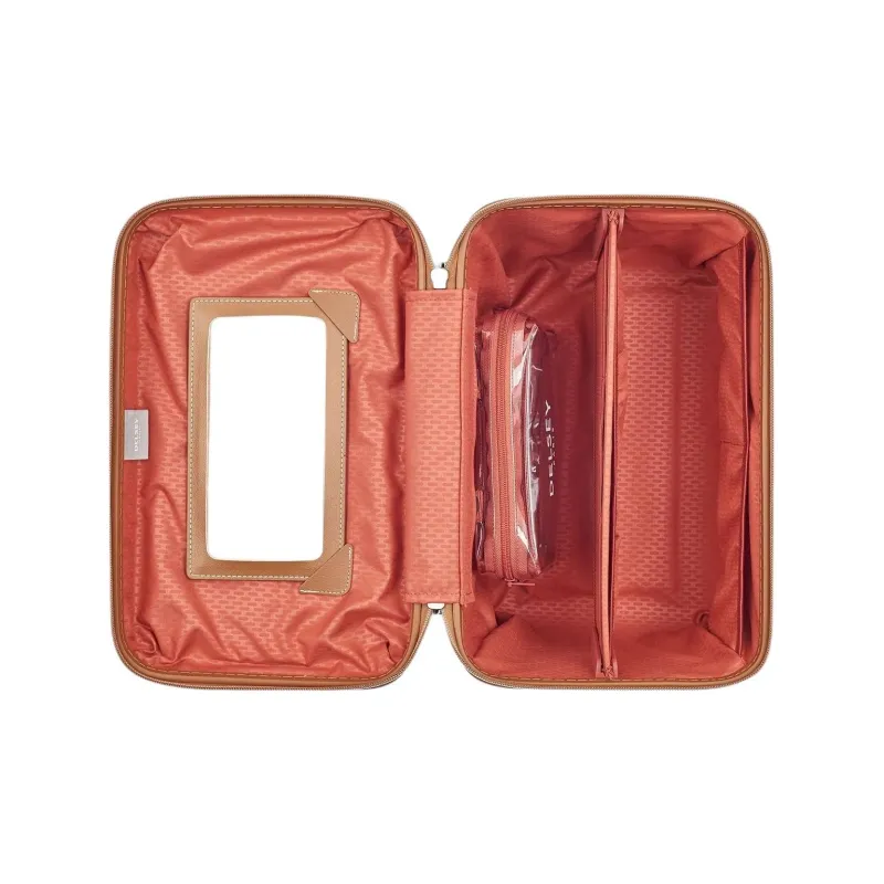 DELSEY Polycarbonate Vegan Leather Makeup Case Unisex Brown-1